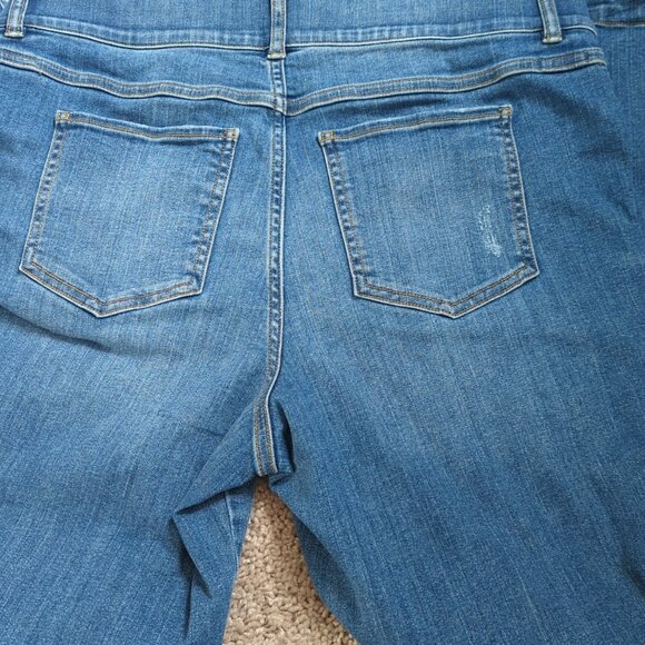 Spanx Jeans Women's Extra Large Blue Denim Pull On Straight Leg Stretch -lp - Picture 13 of 15